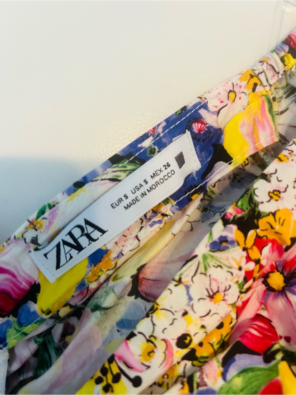 Zara Yellow Pink Purple Floral Ruched Mini Dress - Picture 3 of 5